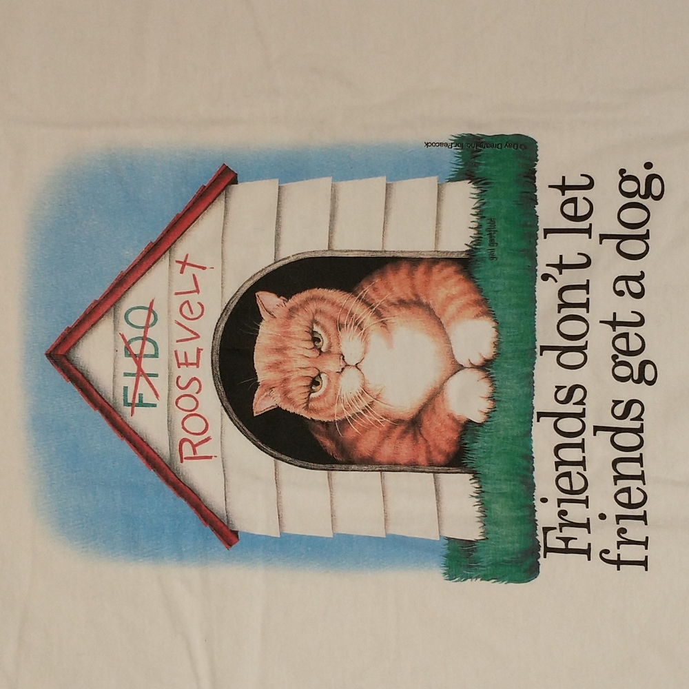 Vintage Tee Cat Humor Friends Don't Deadstock Unworn 90s Single Stitch Cotton T